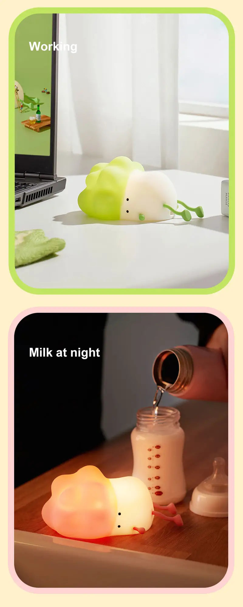 USB Rechargeable Cabbage Night Light for Kids' Room