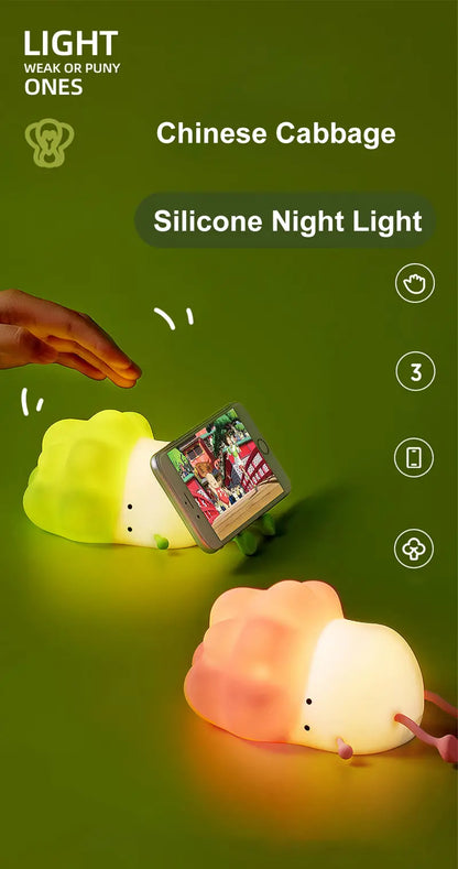 USB Rechargeable Cabbage Night Light for Kids' Room