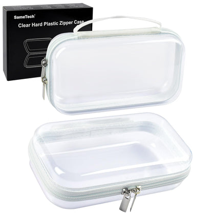 SameTech Zip Bins Clear Storage Bins for Home Organization Stackable Hard Shell Zipper Case to Organize Bin Zippered Hard Pouch Container Toiletry Bag Travel Bags for Toiletries 2pcs